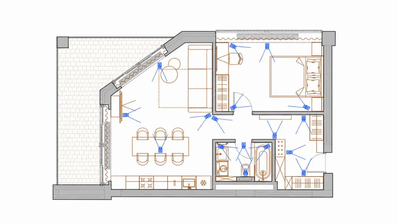 Планировка 2-комнатных апартаментов 55,5 м²