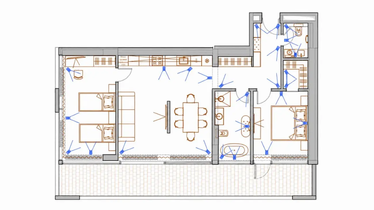 Планировка 3-комнатных апартаментов 92 м²